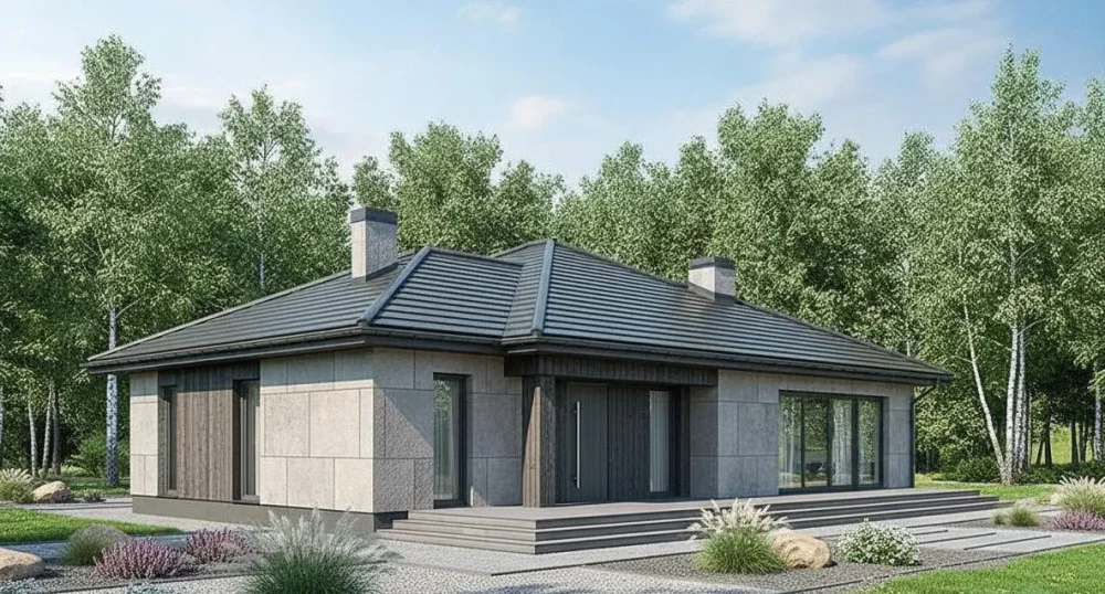 Проект Одноэтажный дом 16 на 19, 211 м2