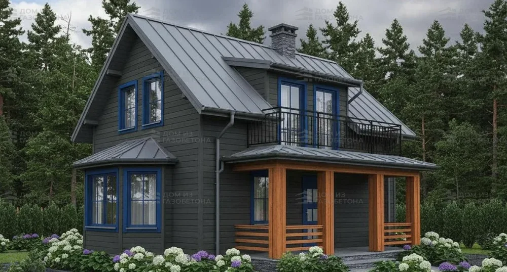 Проект Двухэтажный дом 7 на 7, 61 м2